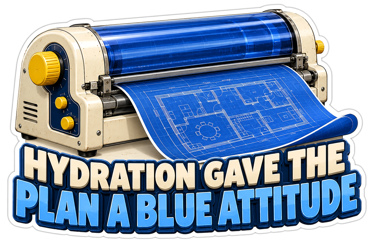 Cream Blue Blueprint Printing Roller Art Vinyl Decal Stickers