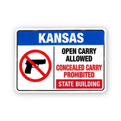 Blue Kansas Crossed Pistol Text Panel Vinyl Decal Stickers