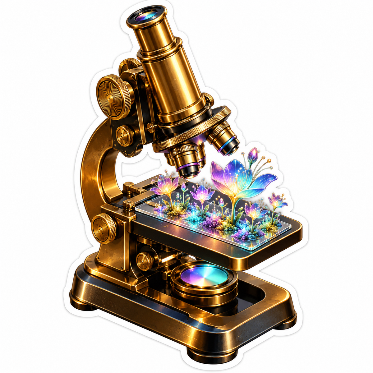 Golden Optical Instrument with Crystal Blooms Vinyl Decal Stickers