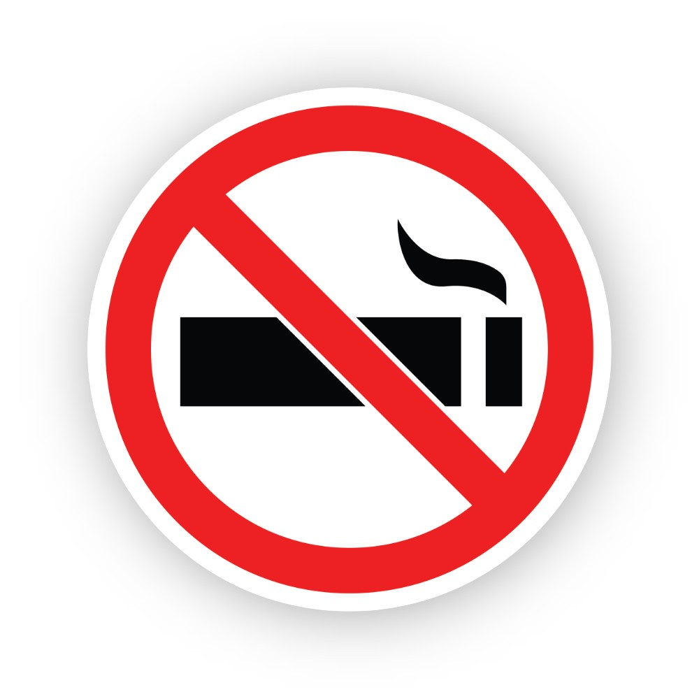 Red Crossed Solid Smoking Cigarette Circle Vinyl Decal Stickers