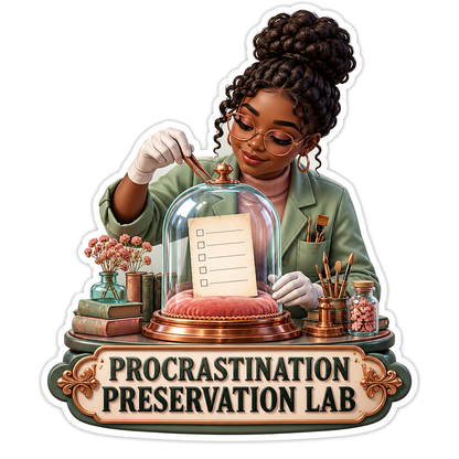 Woman Placing Checklist beneath Glass Dome Vinyl Decal Stickers