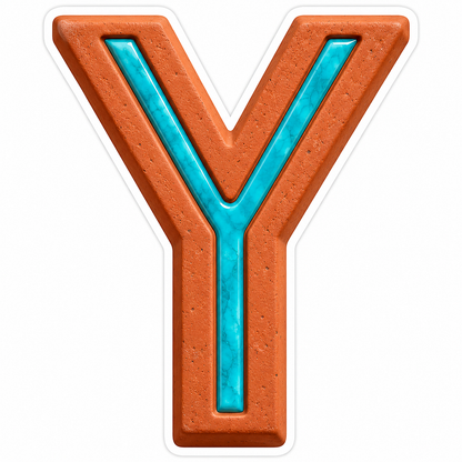 Terracotta Turquoise Inlay Letter Y Art Vinyl Decal Stickers