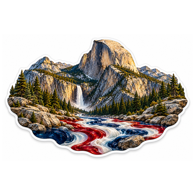 Mountain Waterfall Tricolor River Art Vinyl Decal Stickers