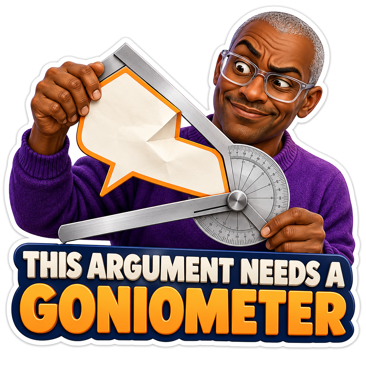 Man Measuring a Paper Speech Bubble Angle Vinyl Decal Stickers