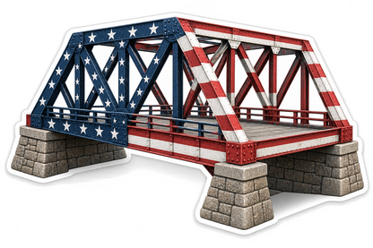 USA Flag Steel Truss Bridge Art Vinyl Decal Stickers
