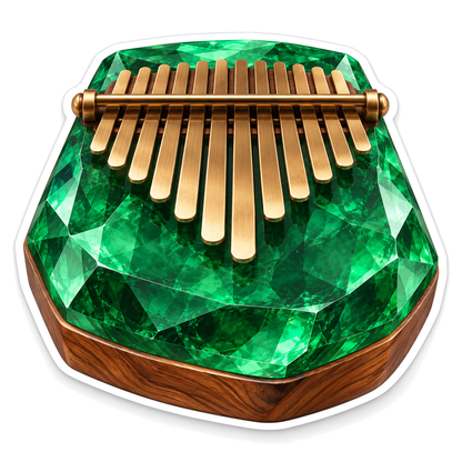 Green Faceted Crystal Thumb Piano Art Vinyl Decal Stickers
