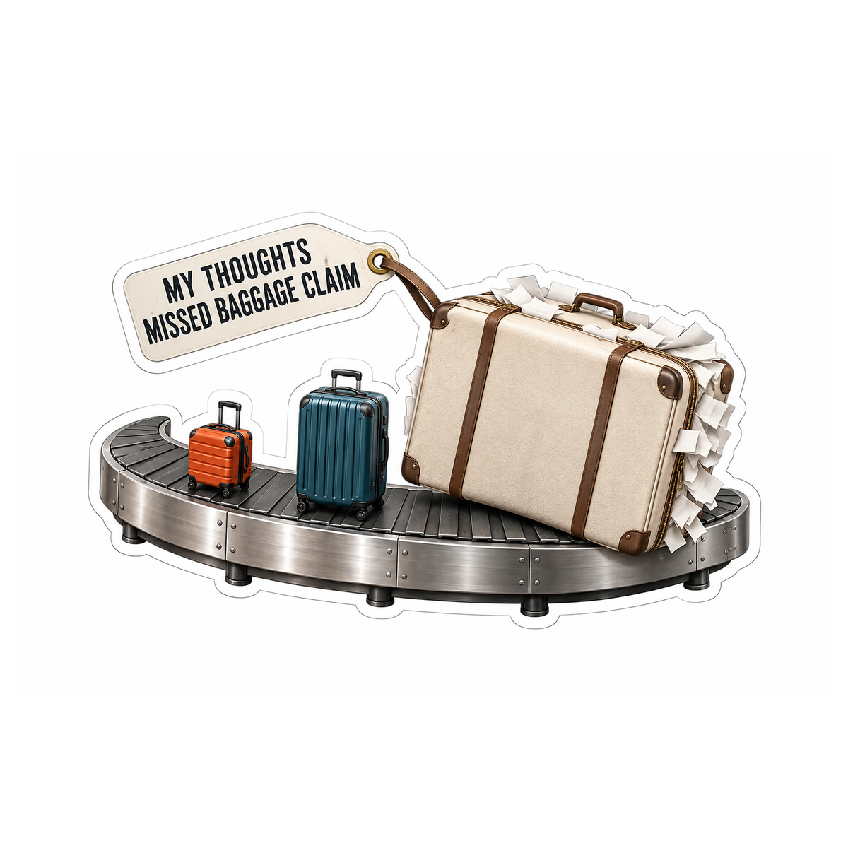 Suitcases on Baggage Carousel Art Vinyl Decal Stickers