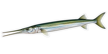 Long Green Asian Needlefish Art Vinyl Decal Stickers