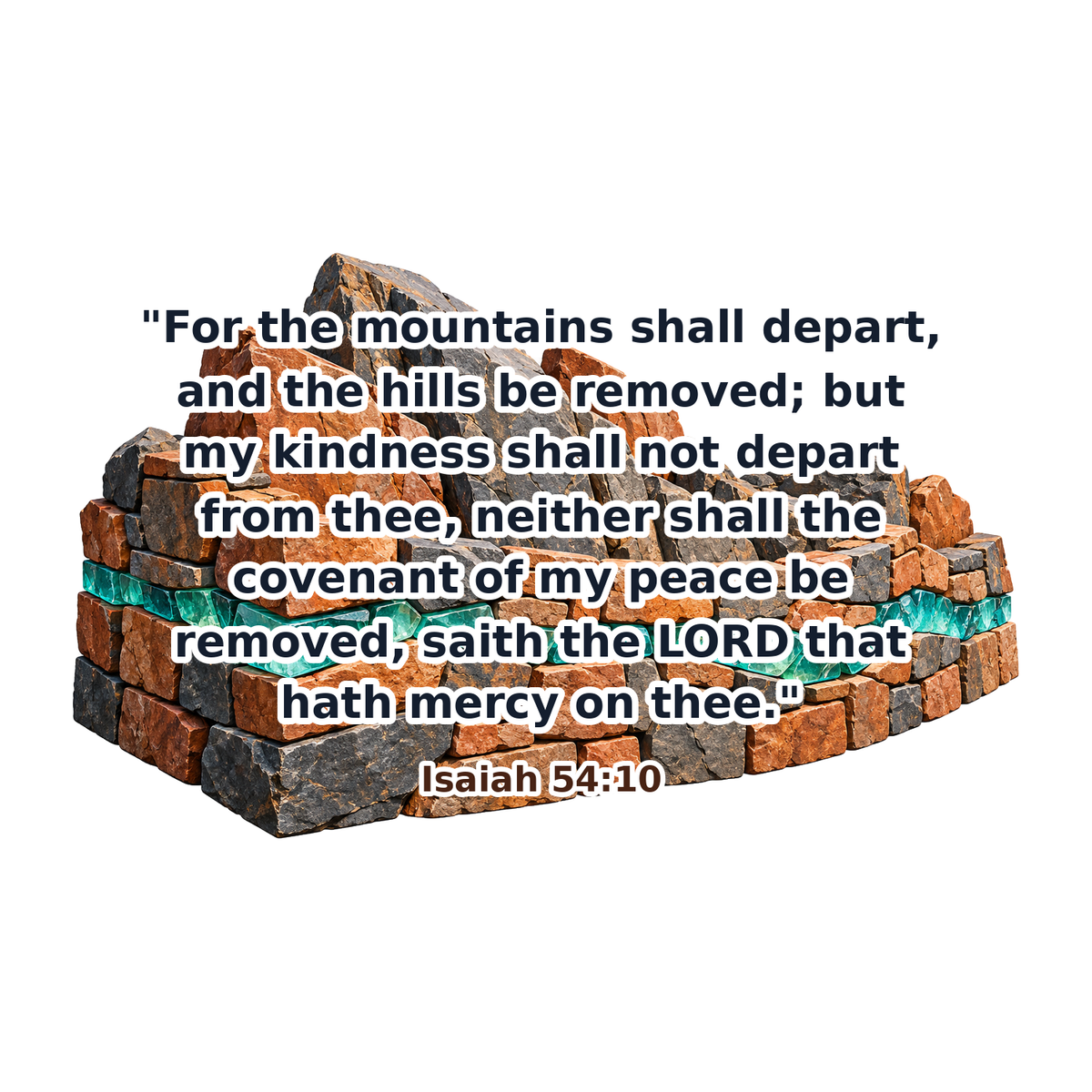Stacked Stone Wall with Turquoise Bands Verse Vinyl Decal Stickers