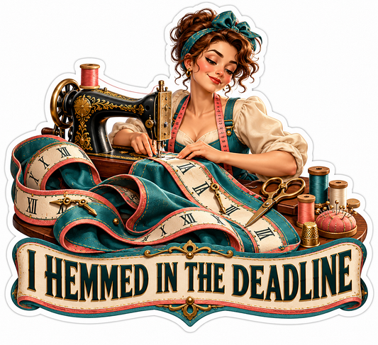 Seamstress Clock Fabric Deadline Art Vinyl Decal Stickers