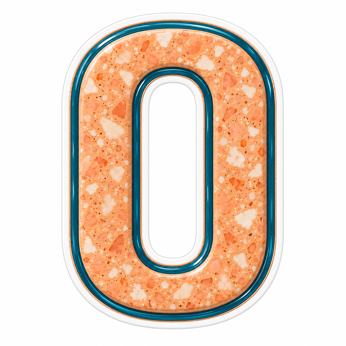 Apricot Teal Border Capital Letter O Art Vinyl Decal Stickers