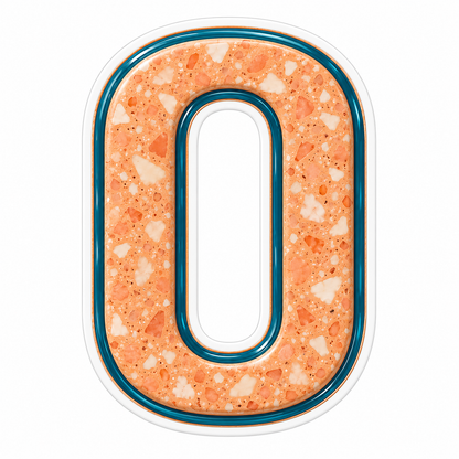 Apricot Teal Border Capital Letter O Art Vinyl Decal Stickers