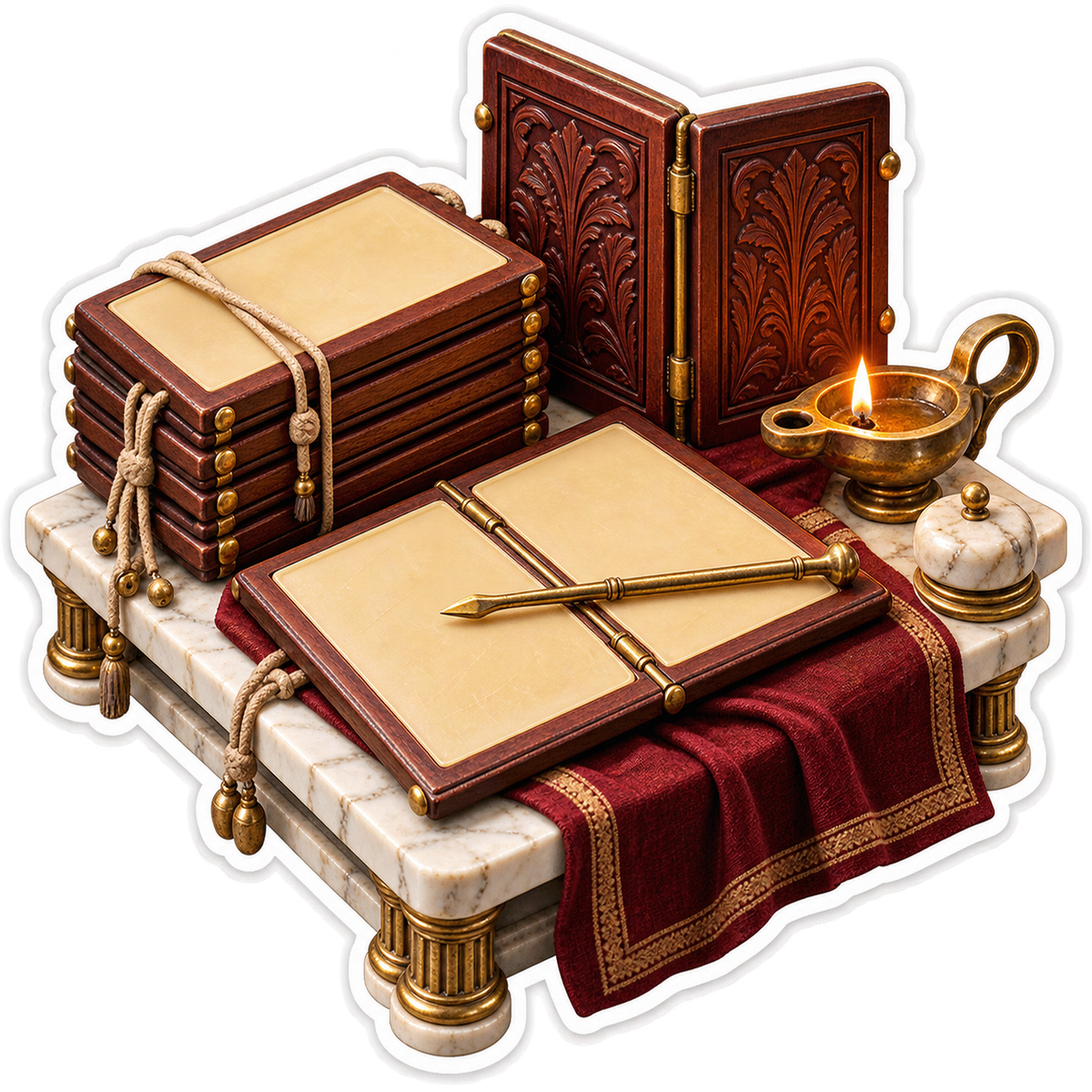Wax Writing Tablets with Brass Stylus and Lamp Vinyl Decal Stickers