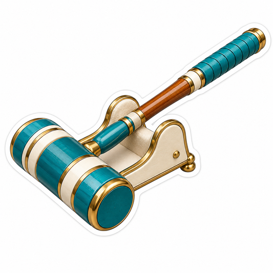 Teal Gold Mallet on Cream Display Stand Vinyl Decal Stickers