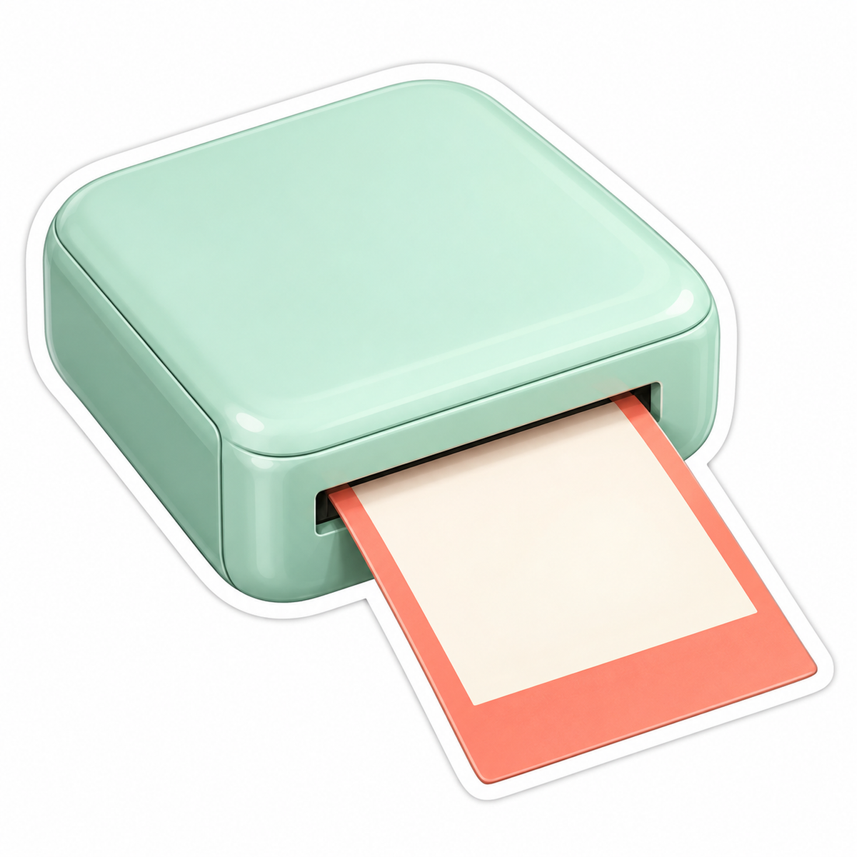 Mint Photo Printer with Coral Bordered Print Vinyl Decal Stickers