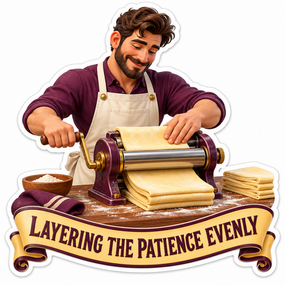 Baker Rolling Dough through a Hand Crank Press Vinyl Decal Stickers