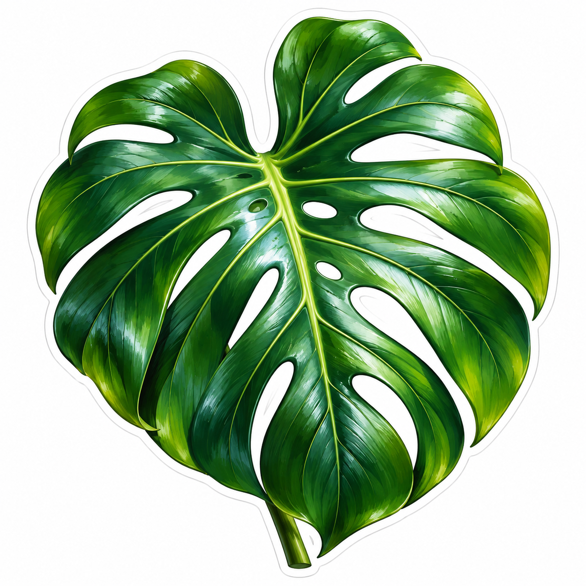 Large Glossy Green Split Leaf Vinyl Decal Stickers