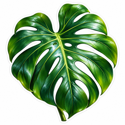 Large Glossy Green Split Leaf Vinyl Decal Stickers