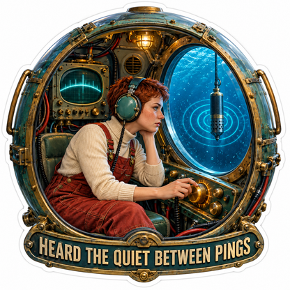 Headphone Listener in Round Underwater Cabin Art Vinyl Decal Stickers