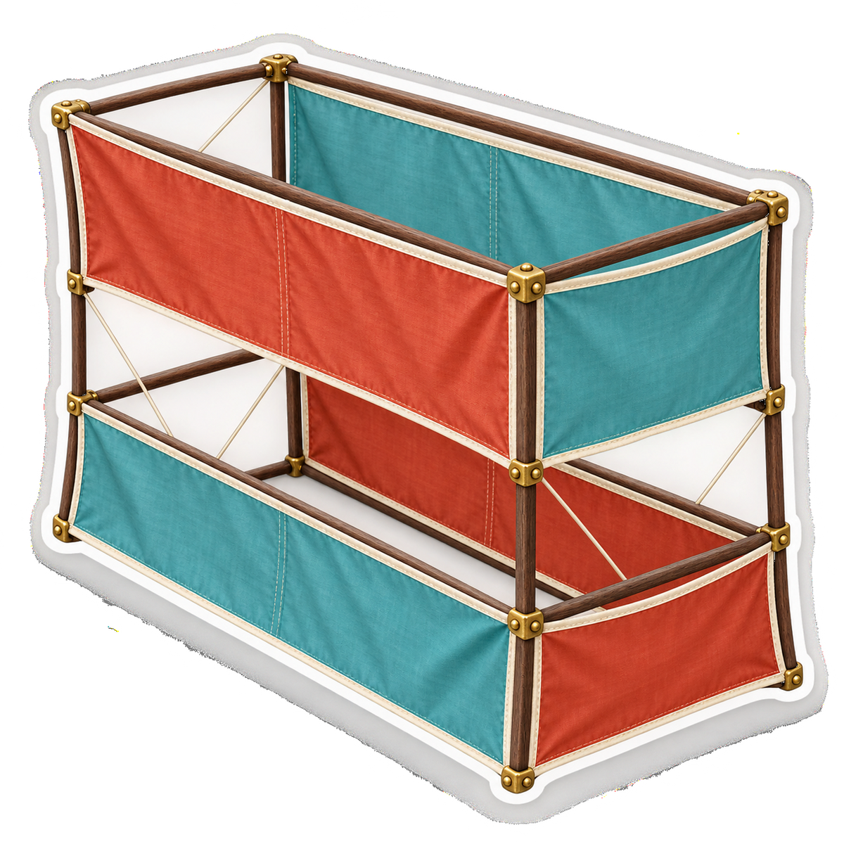 Red Teal Open Frame Box Kite Art Vinyl Decal Stickers