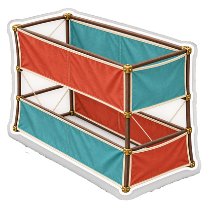 Red Teal Open Frame Box Kite Art Vinyl Decal Stickers