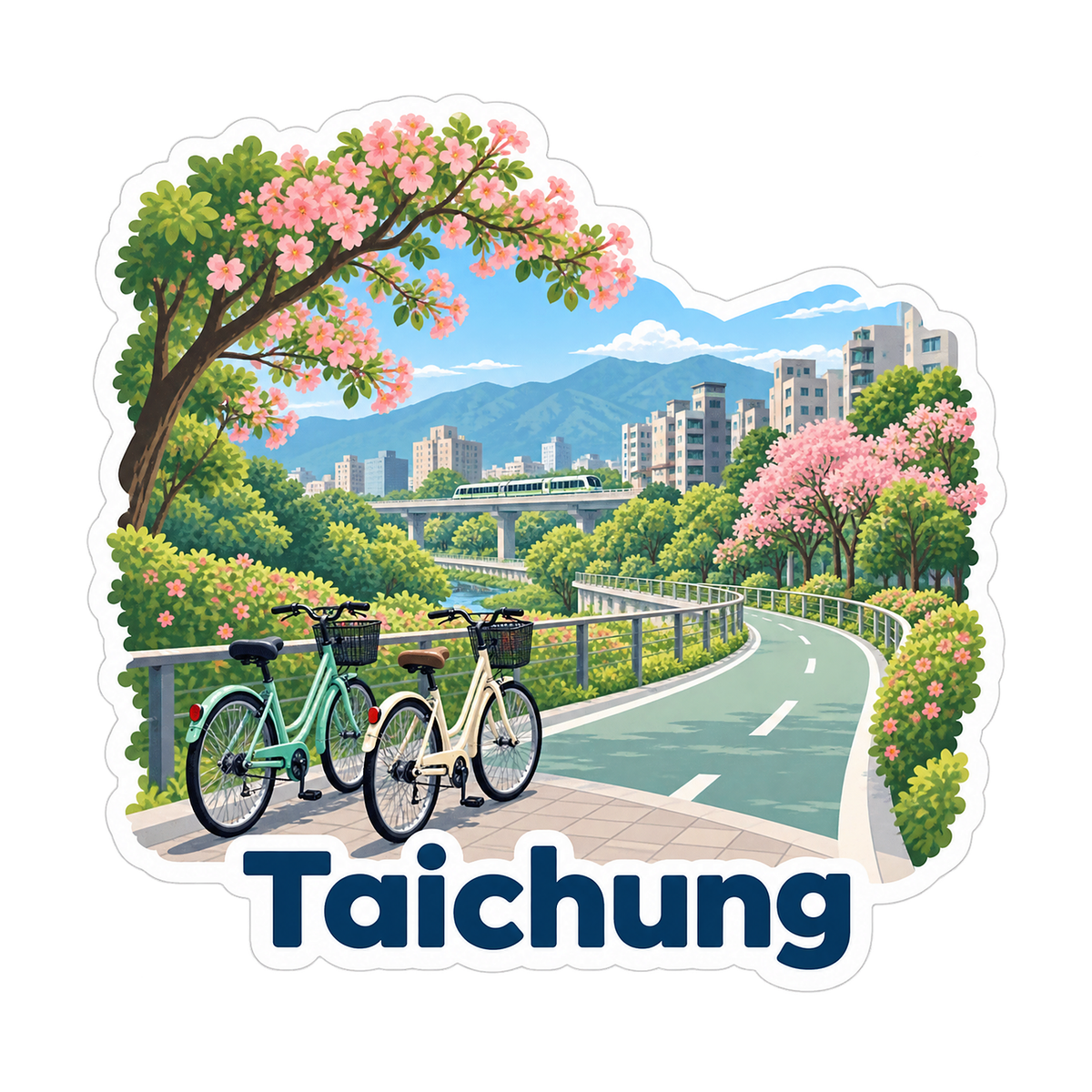 Taichung Blossoming Cycleway Art Vinyl Decal Stickers