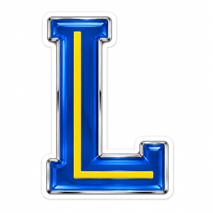 Sapphire Blue Letter L with Yellow Inlay Vinyl Decal Stickers