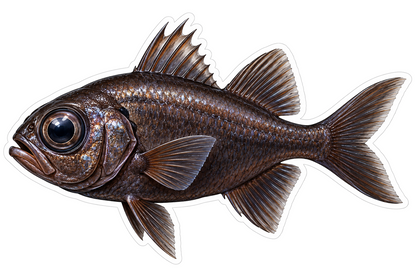 Dark Big Eyed Fish with Triangular Fins Art Vinyl Decal Stickers