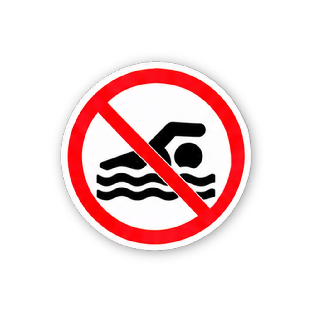 Red Crossed Swimming Figure Circle Vinyl Decal Stickers