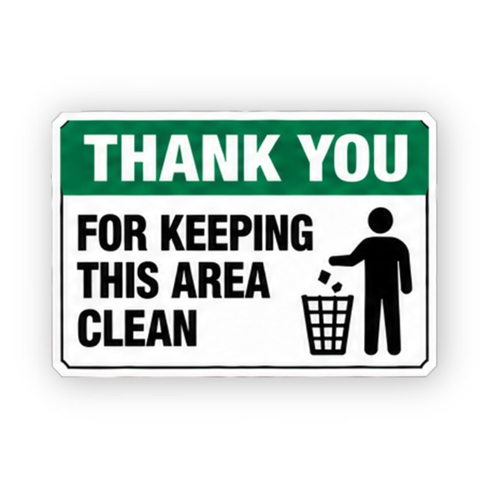 Green Thank You Wastebasket Figure Panel Vinyl Decal Stickers