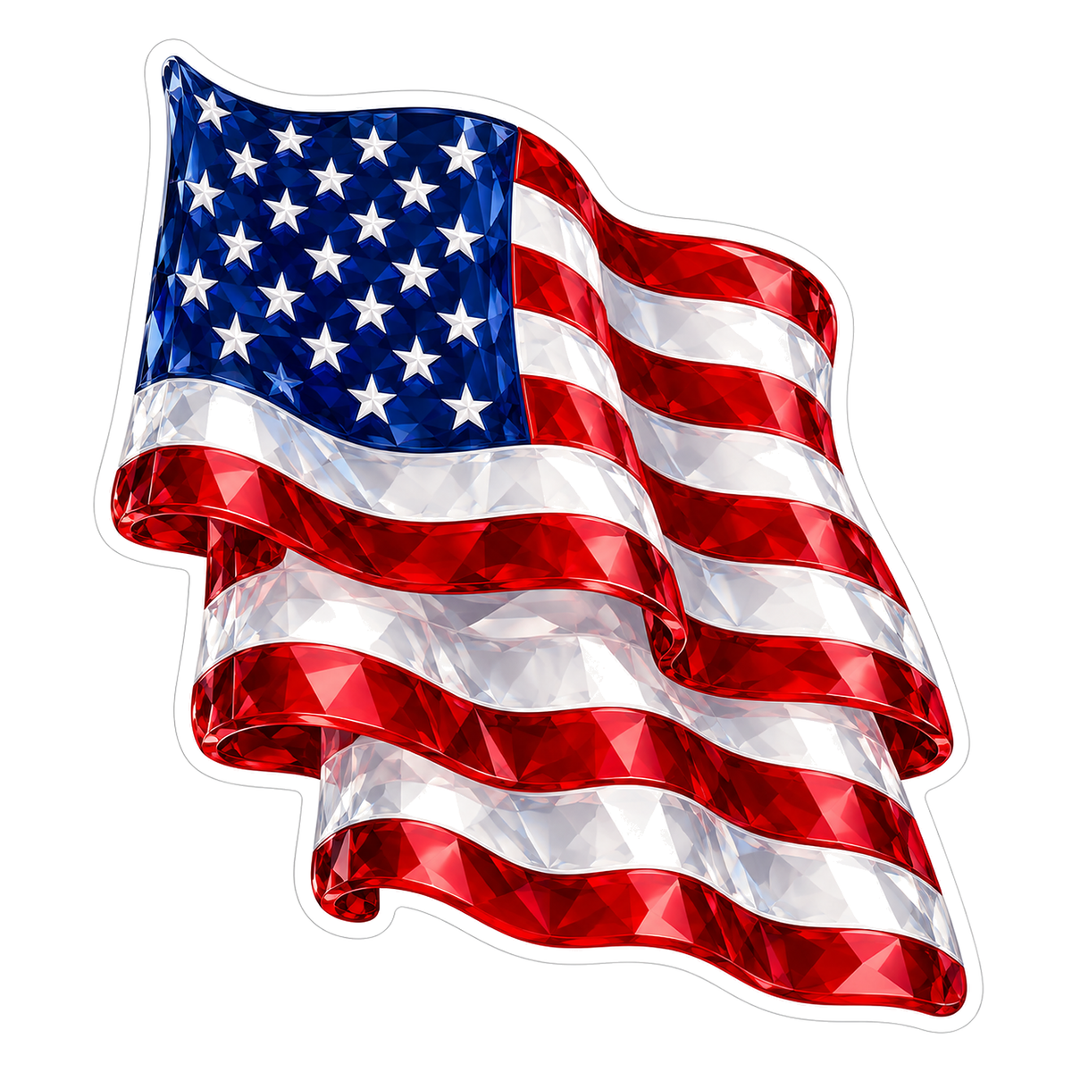 American Flag Crystal Cascading Waves Art Vinyl Decal Stickers