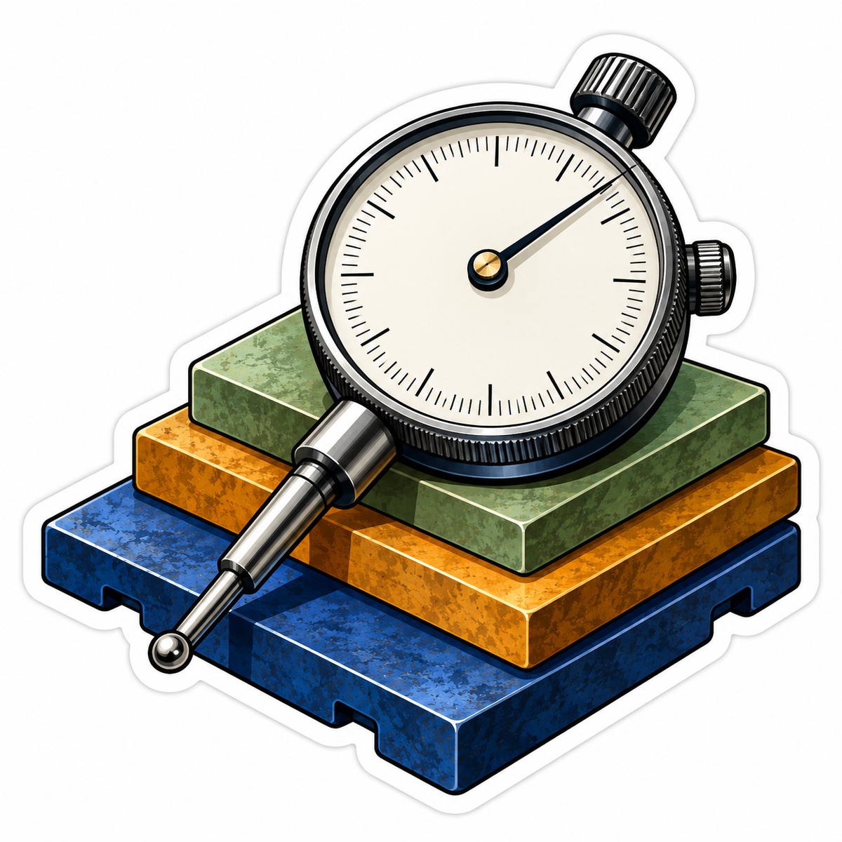 Silver Dial Gauge Layered Blocks Vinyl Decal Stickers