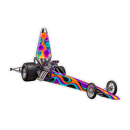 Rainbow Dragster with Colorful Glow Lamp Art Vinyl Decal Stickers