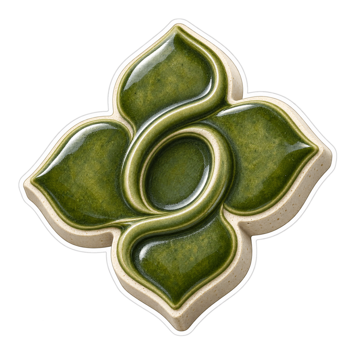 Olive Loop Four Petal Tile Art Vinyl Decal Stickers