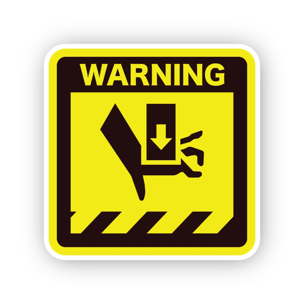 Yellow Warning Crushing Foot Down Arrow Panel Vinyl Decal Stickers