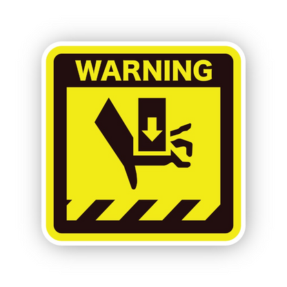 Yellow Warning Crushing Foot Down Arrow Panel Vinyl Decal Stickers