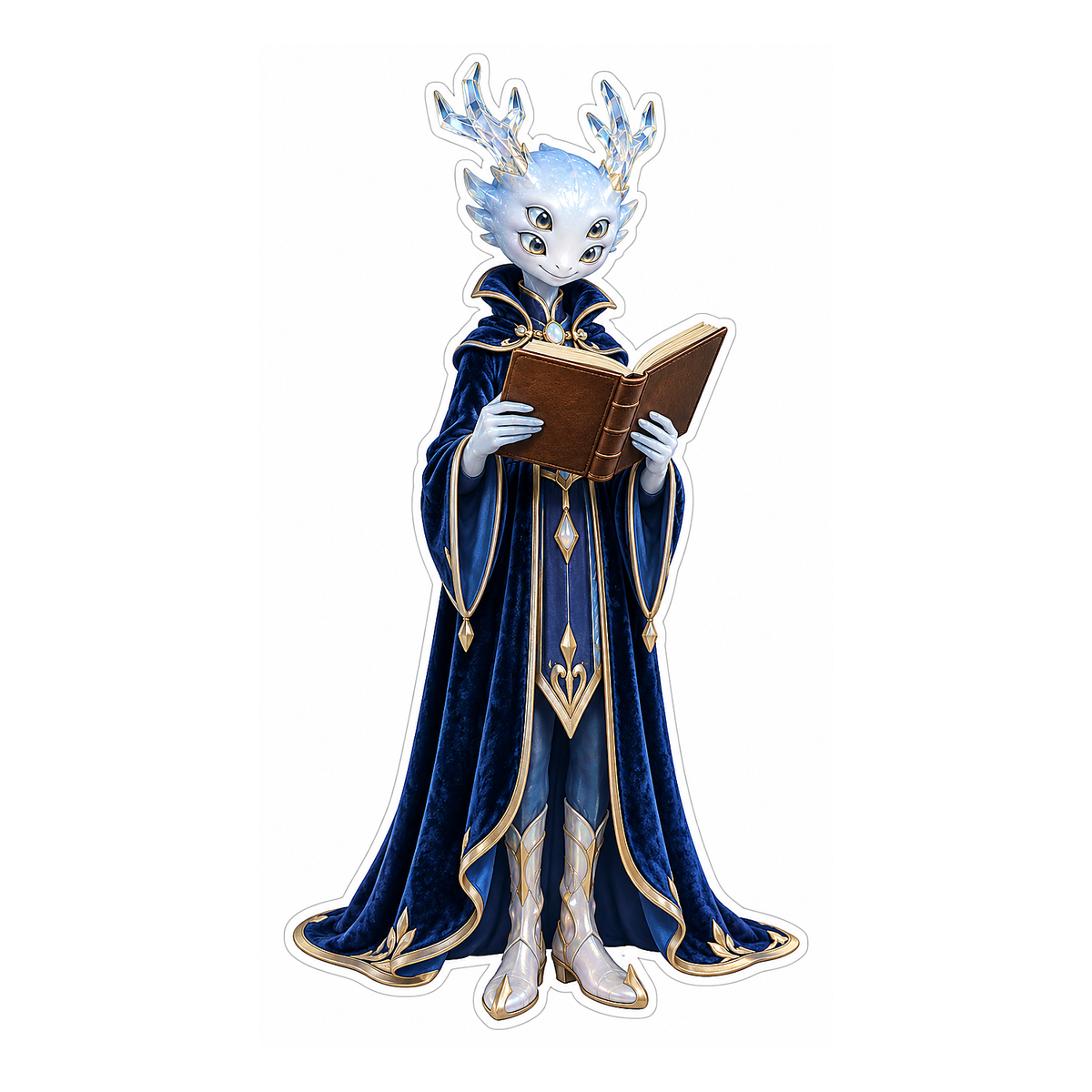 Antlered Ice Creature Reading a Book Vinyl Decal Stickers