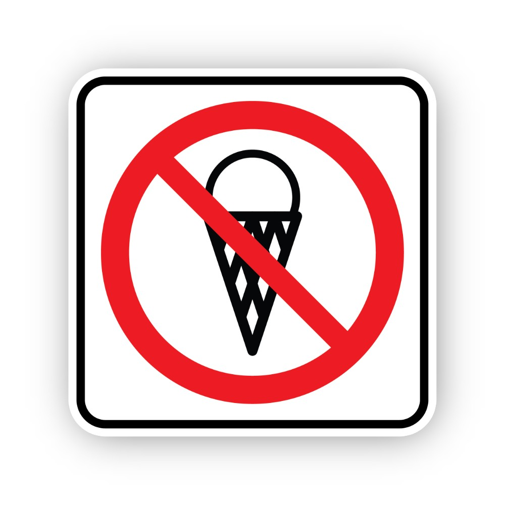Red Crossed Ice Cream Cone Border Square Vinyl Decal Stickers