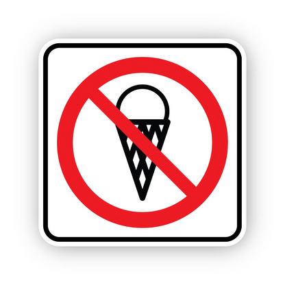 Red Crossed Ice Cream Cone Border Square Vinyl Decal Stickers