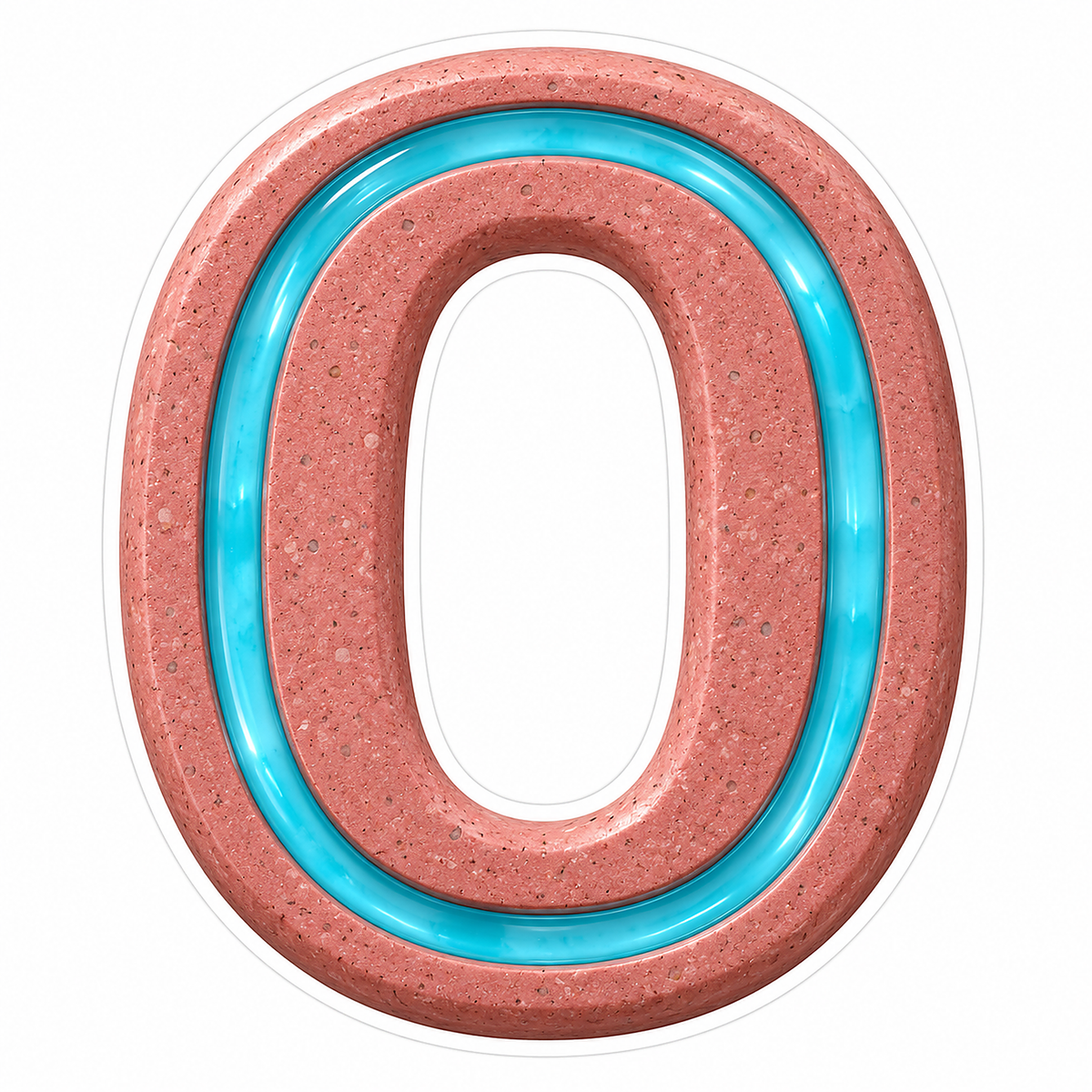 Rose Cyan Inset Capital Letter O Art Vinyl Decal Stickers