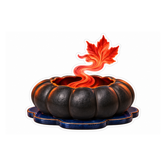 Black Pumpkin Bowl Glowing Leaf Smoke Vinyl Decal Stickers