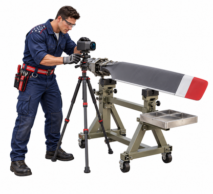 Man Measuring Gray Red Tipped Rotor Blade Art Vinyl Decal Stickers