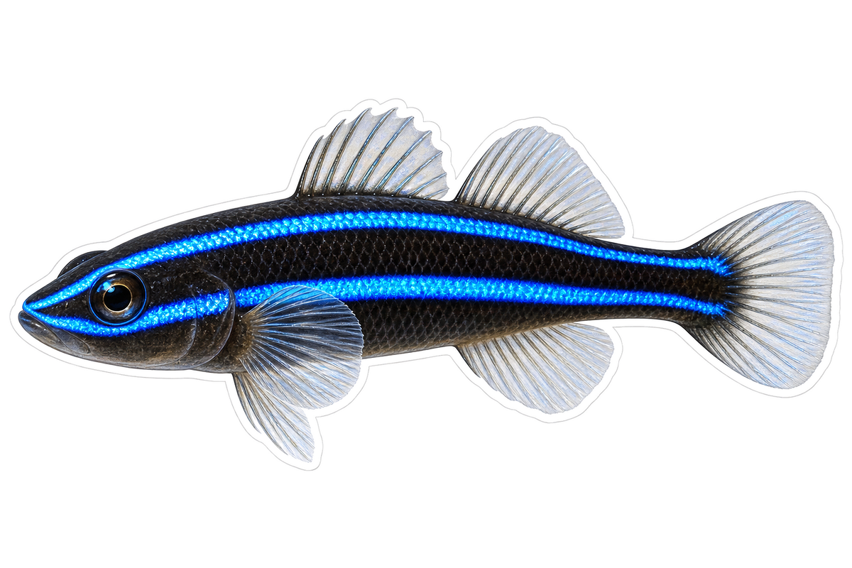 Black Neon Blue Goby Fish Art Vinyl Decal Stickers