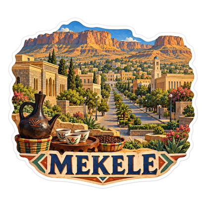Mekele Boulevard Cliffs and Coffee Art Vinyl Decal Stickers