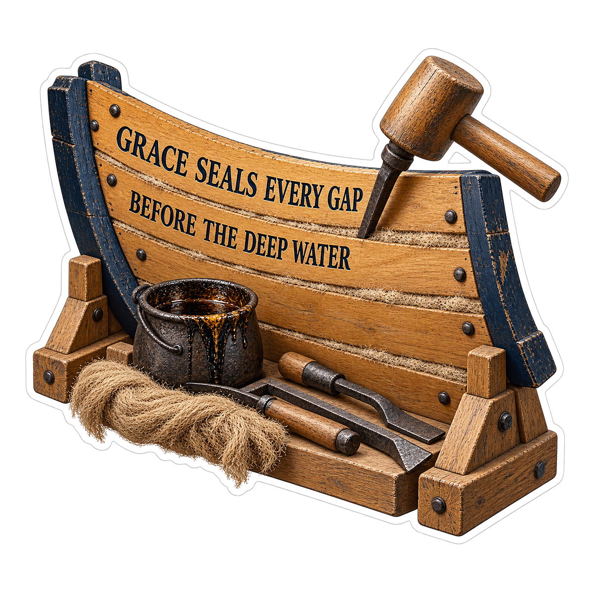 Grace Wooden Boat Workshop Art Vinyl Decal Stickers