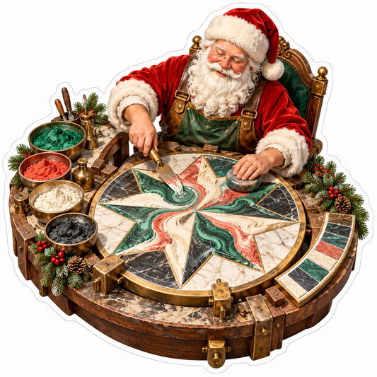 Santa Smoothing Red Green Star Mosaic Vinyl Decal Stickers