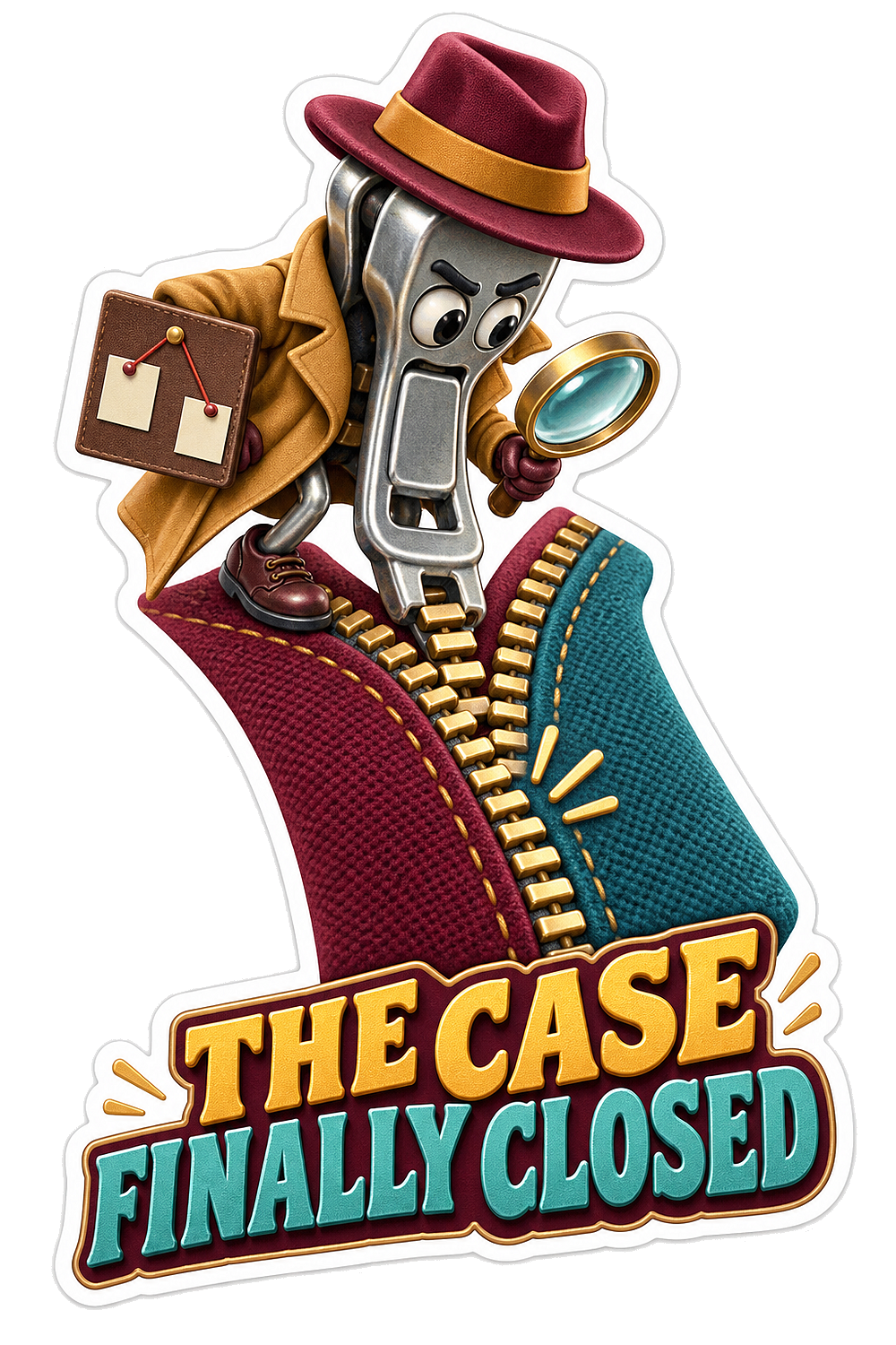 Zipper Detective Closing Case Art Vinyl Decal Stickers
