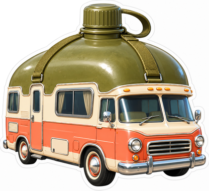 Olive Canteen Orange Motorhome Art Vinyl Decal Stickers