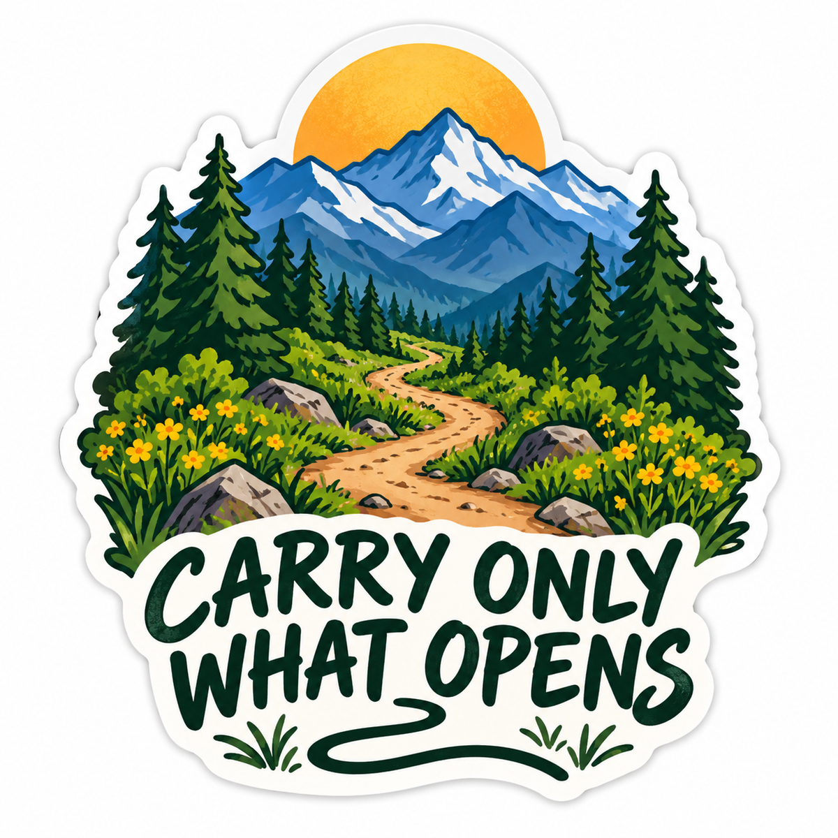 Carry Only What Opens Mountain Quote Vinyl Decal Stickers