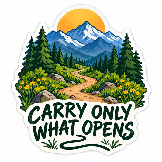 Carry Only What Opens Mountain Quote Vinyl Decal Stickers